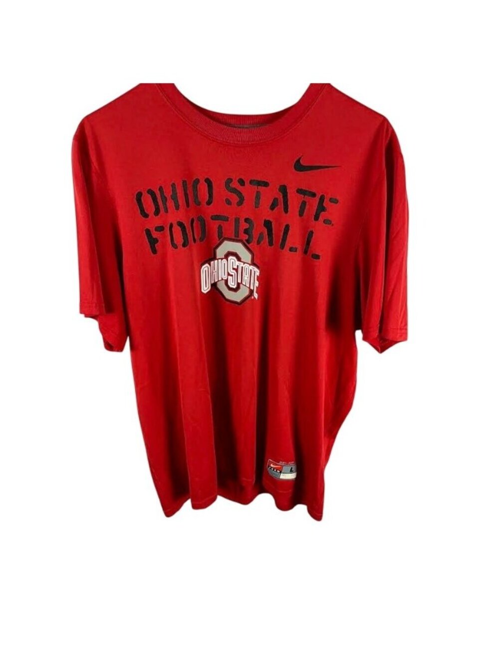 Nike Ohio State Buckeyes Football Dri-Fit Red Short Sleeve T-Shirt Mens Large